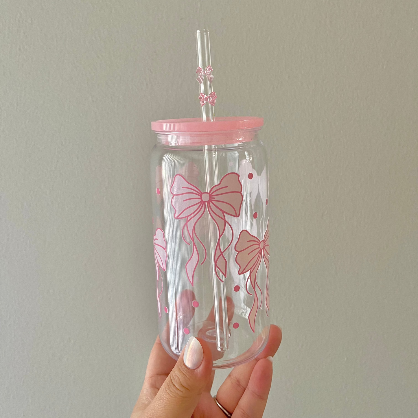 Pink Bow Tumbler Cup with Bow Straw - KesC & Co.