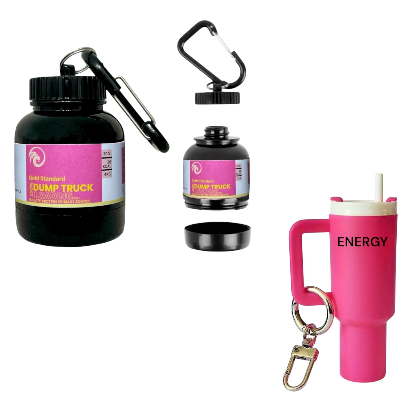 Dump Truck Mini Protein Powder and Tumbler Cup Keychain Set - KesC & Co.