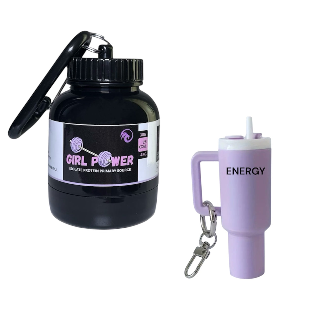 Girl Power Mini Protein Bottle and Mini Tumbler Keychain Cup Set - KesC & Co.